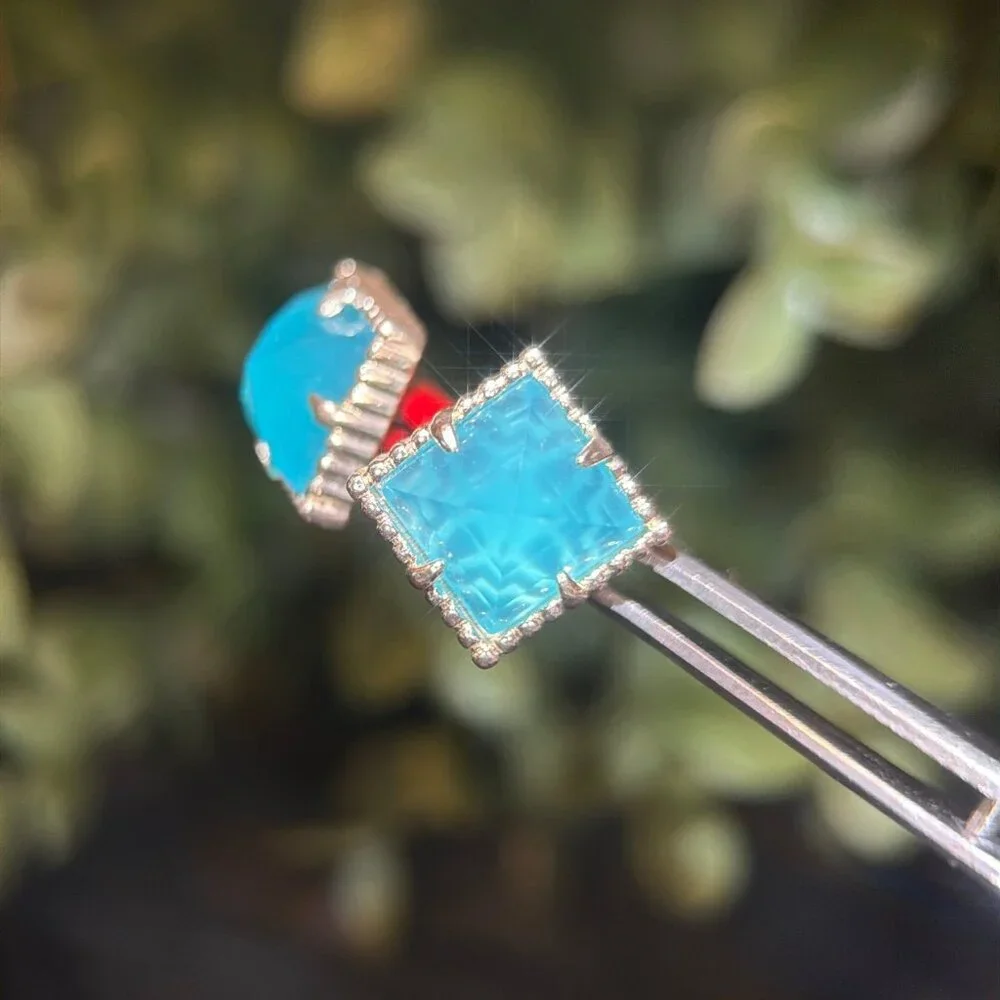 Kendra Scott Electra‎ Cleo Blue Gold Square Stud Earrings